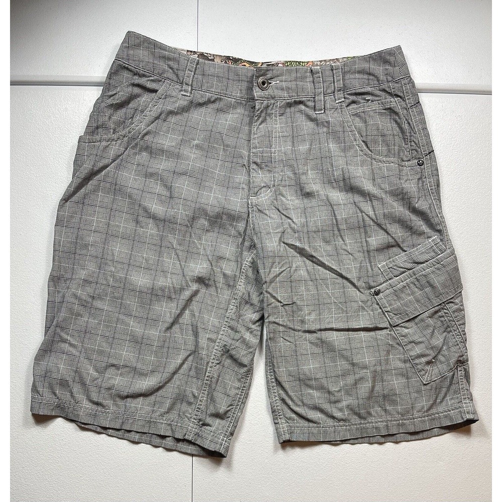 Lululemon Wet Dry Warm Plaid Shorts Mens 36 Gray Casual Baggy Cargo Stripe